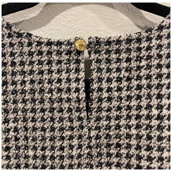 ZARA Black White Checkered Short Sleeve Top - Picture 5 of 5